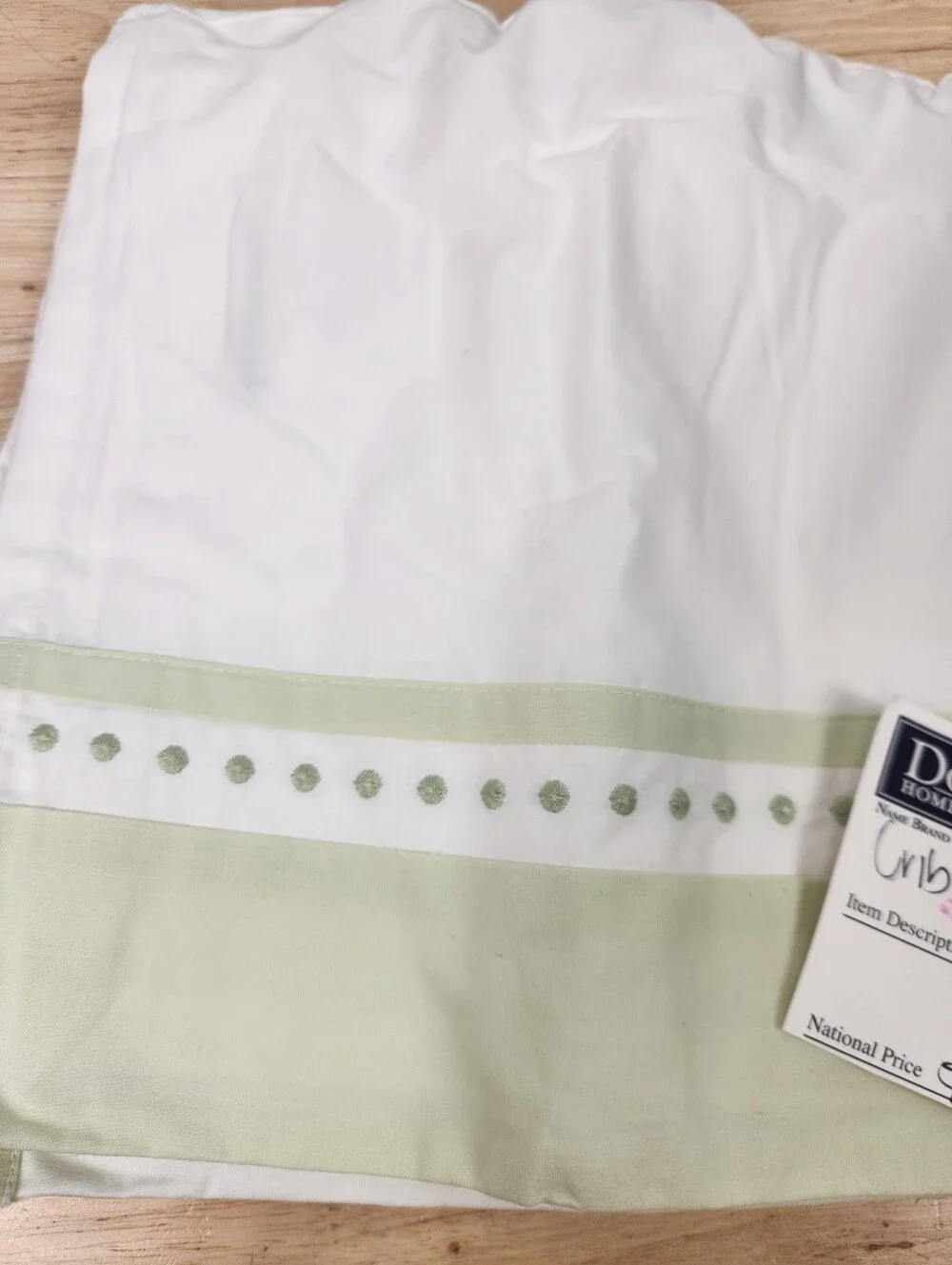 Pottery Barn Kids Sage Green White Crib Bed Skirt 28